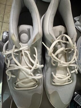 Nike White and Light Gray KD Basketball Sneakers